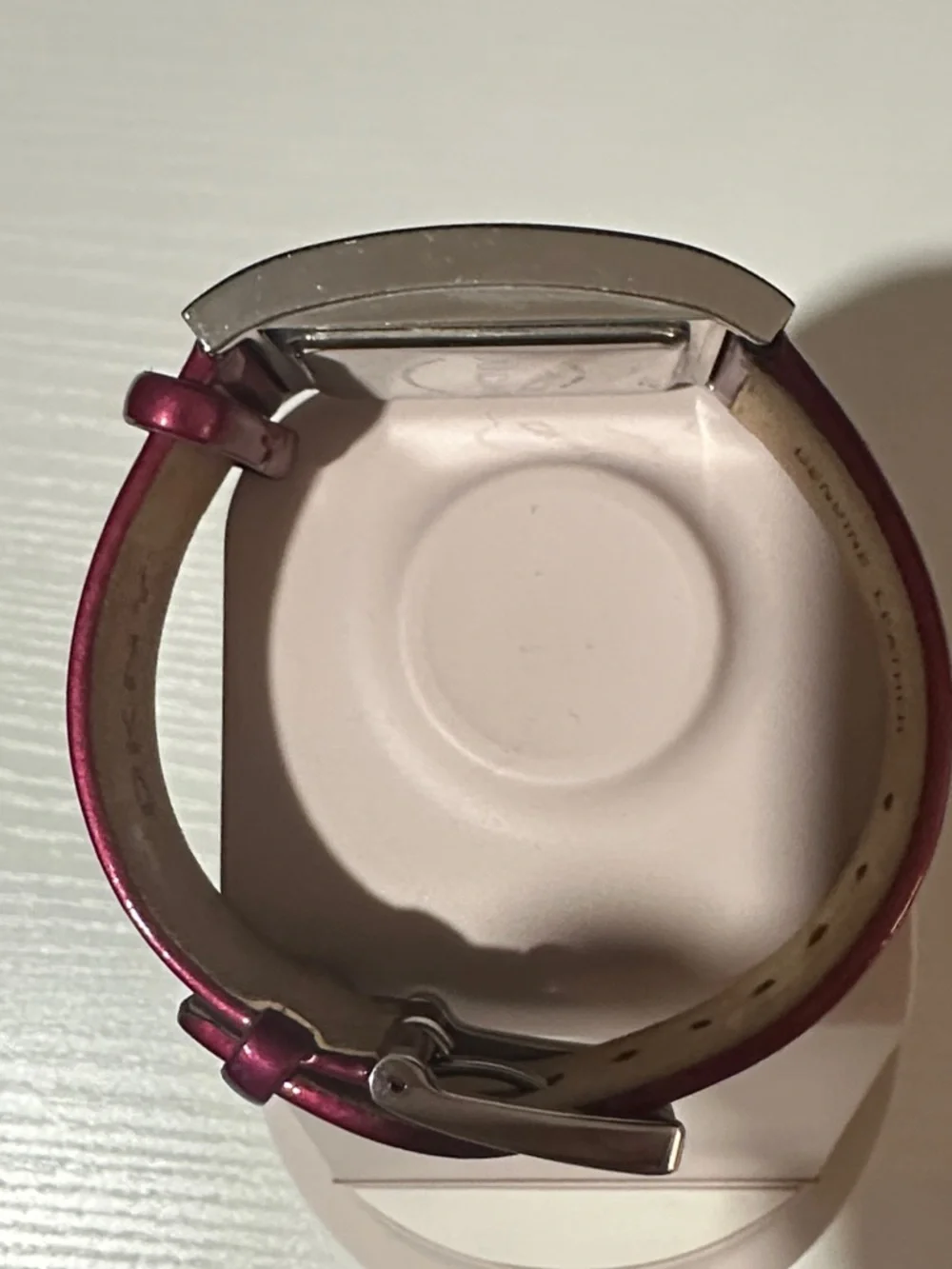 Women’s elegant DKNY Magenta Dial Silver-Tone Bangle Watch